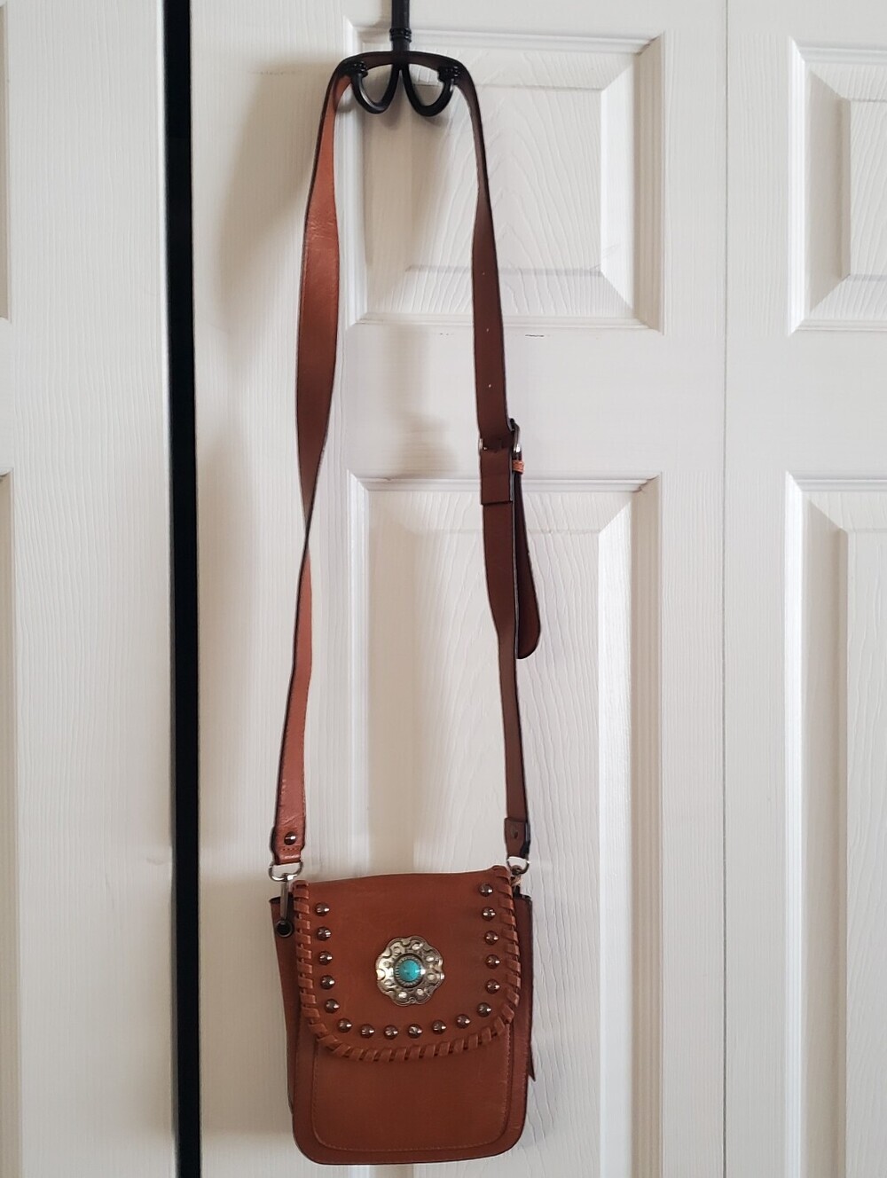 SAM & HADLEY NWT CROSSBODY WESTERN COGNAC BROWN.